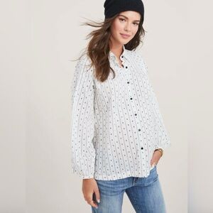 Hatch White Button-Down Shirt with Black Dot Print